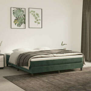 vidaXL sötétzöld bársony rugós ágy matraccal 160x200 cm kép