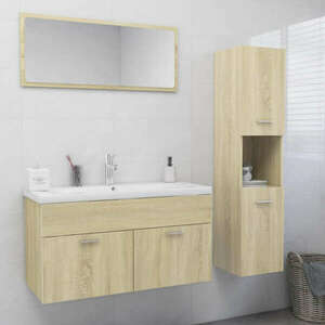 vidaXL sonoma-tölgy színű forgácslap fürdőszobai bútorszett kép