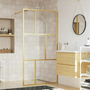 vidaXL aranyszínű zuhanyfal átlátszó ESG üveggel 115 x 195 cm kép