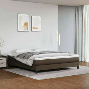 vidaXL barna műbőr rugós ágy matraccal 160 x 200 cm kép