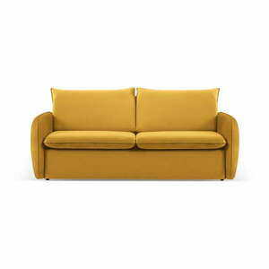 Mustársárga bársony kinyitható kanapé 214 cm Vienna – Cosmopolitan Design kép