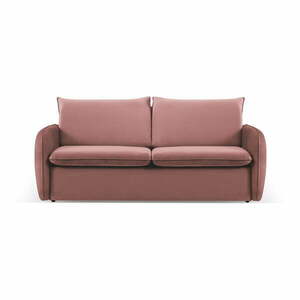 Rózsaszín bársony kinyitható kanapé 194 cm Vienna – Cosmopolitan Design kép