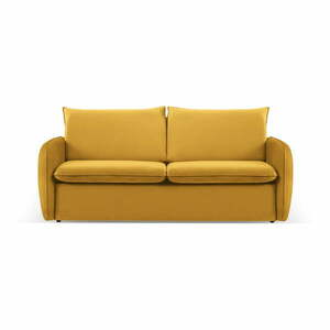 Mustársárga bársony kinyitható kanapé 194 cm Vienna – Cosmopolitan Design kép