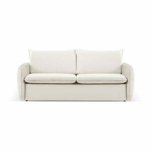 Krémszínű bársony kinyitható kanapé 214 cm Vienna – Cosmopolitan Design kép