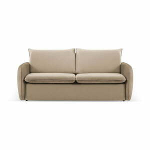 Bézs bársony kinyitható kanapé 194 cm Vienna – Cosmopolitan Design kép
