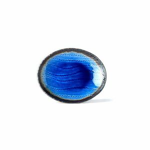 Cobalt kék ovális kerámia tányér, 24 x 20 cm - MIJ kép