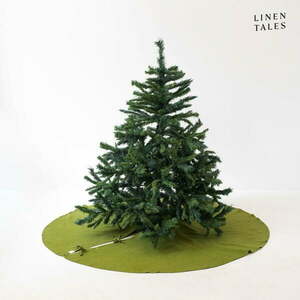 Zöld kerek szőnyeg karácsonyfa alá ø 125 cm - Linen Tales kép