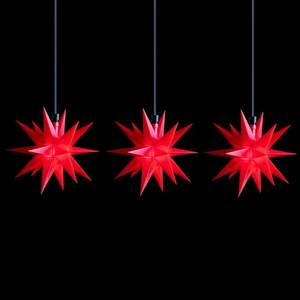 LED fényfüzér mini csillagok kültéri 3 égős piros kép