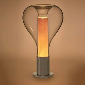 LZF Eris LED asztali lámpa üveg alumínium/bükkfa kép