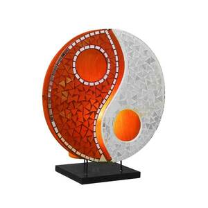 Ying Yang üveg mozaik asztali lámpa narancs/fehér kép