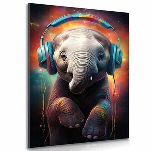 Kép elefánt fülhallgatóval kép