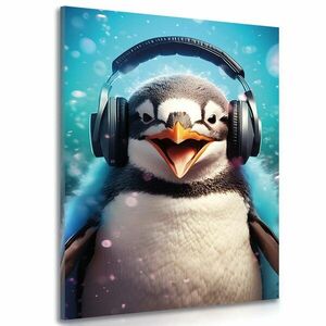 Kép pingvin fülhallgatóval kép