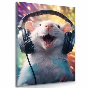 Kép patkány fülhallgatóval kép