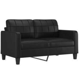 2 személyes fekete műbőr kanapé 140 cm kép