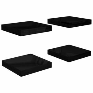 vidaXL 4 db magasfényű fekete MDF lebegő fali polc 23 x 23, 5 x 3, 8 cm kép