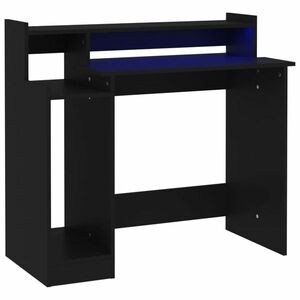 vidaXL fekete szerelt fa íróasztal LED-ekkel 97 x 45 x 90 cm kép