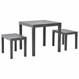 vidaXL barna műanyag kerti asztal 2 paddal kép