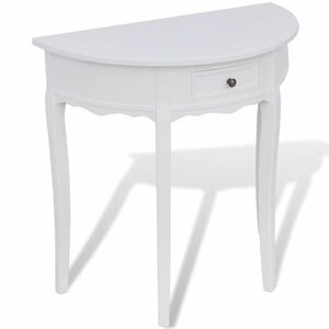 vidaXL fehér, félkör alakú, fiókos tálalóasztal kép