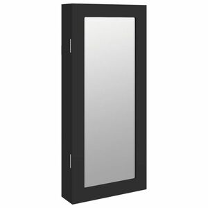 vidaXL fekete falra szerelhető tükrös ékszerszekrény 30x8, 5x67 cm kép
