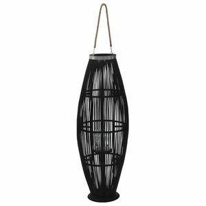 vidaXL fekete bambusz függő gyertyatartó lámpás, 95 cm kép