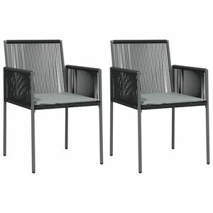 vidaXL 2 db fekete polyrattan kerti szék párnával 54 x 60, 5 x 83, 5 cm kép