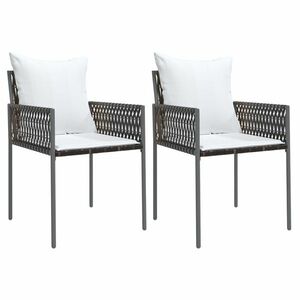 vidaXL 2 db barna polyrattan kerti szék párnával 54 x 61 x 83 cm kép