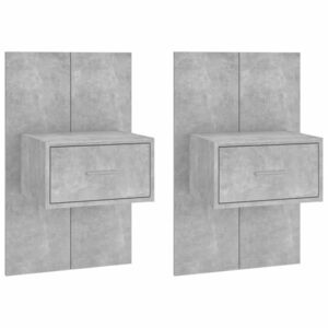 vidaXL 2 db betonszürke falra szerelhető éjjeliszekrény kép
