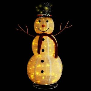 vidaXL dekoratív luxus szövet karácsonyi LED-es hóember figura 120 cm kép