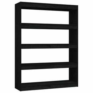 vidaXL fekete tömör fenyőfa könyvszekrény/térelválasztó 100 x 30 x 135, 5 cm kép