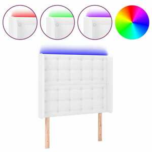 vidaXL fehér műbőr LED-es fejtámla 103x16x118/128 cm kép