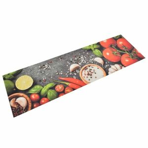 vidaXL mosható zöldségmintás bársony konyhai szőnyeg 45x150 cm kép