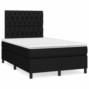 vidaXL fekete szövet rugós ágy matraccal 120 x 200 cm kép