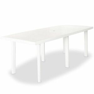 fehér műanyag kerti asztal 210 x 96 x 72 cm kép