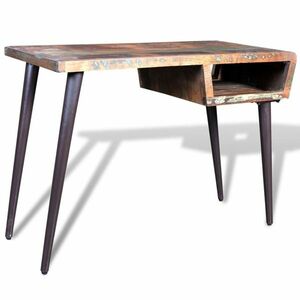 vidaXL Újrahasznosított fa íróasztal vaslábbakkal kép