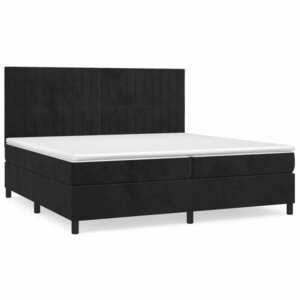 vidaXL fekete bársony rugós ágy matraccal 200x200 cm kép