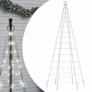 vidaXL hideg fehér karácsonyfa lámpa zászlórúdon 200 LED-del 180 cm kép