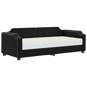 vidaXL fekete szövet kanapéágy matraccal 80 x 200 cm kép