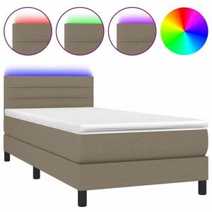 vidaXL tópszínű szövet rugós és LED-es ágy matraccal 90x200 cm kép
