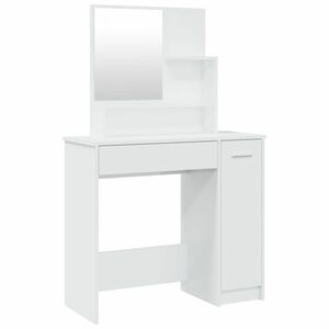 vidaXL magasfényű fehér fésülködőasztal tükörrel 86, 5 x 35 x 136 cm kép
