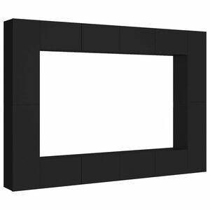 vidaXL 8 részes fekete forgácslap TV-szekrényszett kép