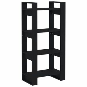 vidaXL fekete tömör fa könyvszekrény/térelválasztó 60 x 35 x 125 cm kép