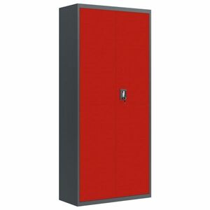 vidaXL antracitszürke-piros acél irattartó szekrény 90x40x200 cm kép