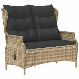 vidaXL 2 személyes barna polyrattan kerti kanapé párnával kép