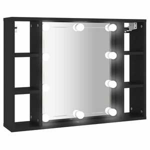 vidaXL fekete tükrös szekrény LED-ekkel 76 x 15 x 55 cm kép