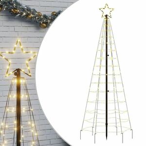 vidaXL meleg fehér karácsonyfa fénykúp tüskékkel 220 LED 180 cm kép