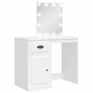 vidaXL fehér fésülködőasztal LED-lámpákkal 90x42x132, 5 cm kép