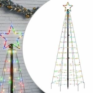 vidaXL színes karácsonyfa fénykúp tüskékkel 220 LED 180 cm kép