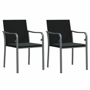 vidaXL 2 db fekete polyrattan kerti szék párnával 56 x 59 x 84 cm kép