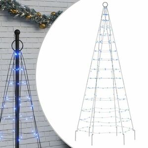 vidaXL kék karácsonyfa lámpa zászlórúdon 200 LED-del 180 cm kép