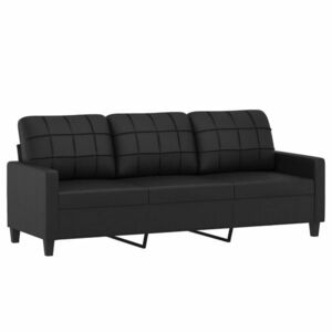 3 személyes fekete műbőr kanapé 180 cm kép